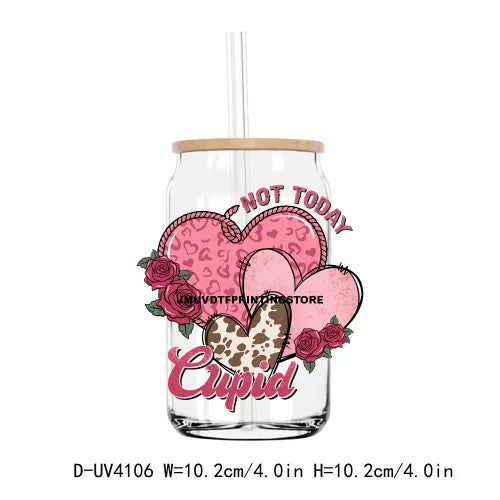 Love Cowboy Western Valentine Vibe 16OZ UV DTF Cup Wrap Transfers Stickers Custom Label DIY Waterproof Logo For Libbey Glass Can