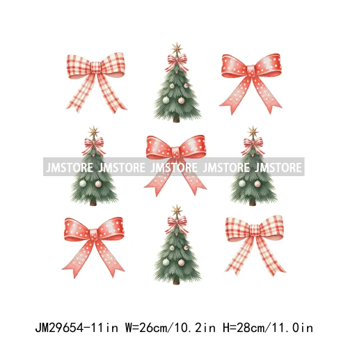 Christmas Santa Red Coquette Highland Cow Xmas Holly Jolly Vibes Iron On DTF Transfers Stickers Ready To Press For T-shirts