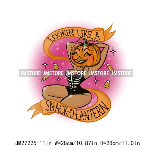 Cartoon Halloween Season Let's Go Ghouls Burn Sage Not Witches Spooky Vibes DTF Iron On Heat Press Transfer Stickers For Clothes