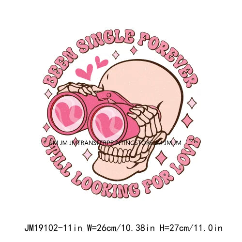 Pink Retro Skeleton Anti Valentine Club Talk About Love Dead Inside But It's Valentine's Skull DTF Transfer Stickers For Shirts