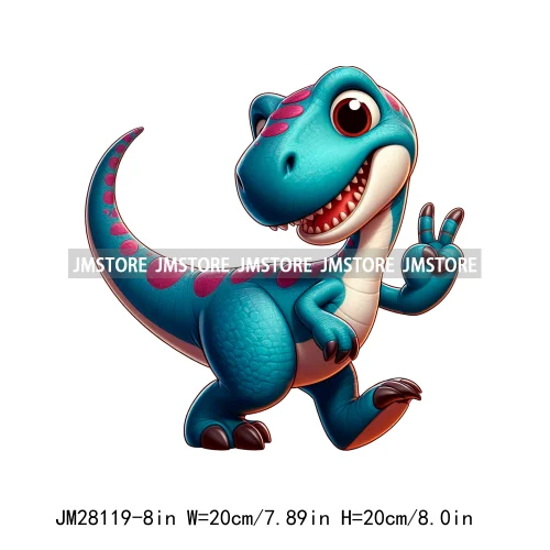 Funny Diy Dinosaur Cute Dino Nursery Animal DTF Iron On Transfers Stickers Ready To Press For T-shirts Bags