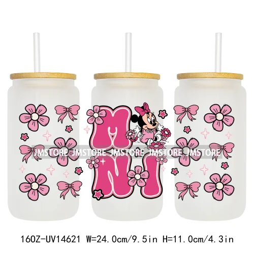 Coquette Mama Mini Cartoon Family 16OZ UV DTF Cup Wraps Ready To Apply Waterproof Transfer Stickers For Libbey Glass Can Tumbler