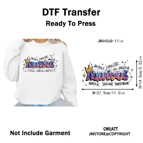 Zodiac Signs Graffiti Astrology Horoscopes Constellation  Iron on Washable DTF Transfer Sticker Ready to Press for T-shirts Bags