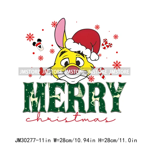 Merry Christmas Cute Cartoon Animal Friends Winter White Festive Vibes Iron On DTF Transfers Stickers Ready To Press For Hoodies