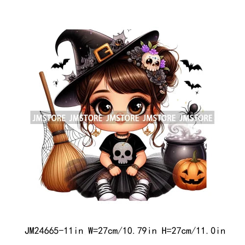 Custom Halloween Spooky Witch Latina Baby Girls Iron On Decals Hispanic Princess DTF Heat Press Transfers Stickers For Hoodies