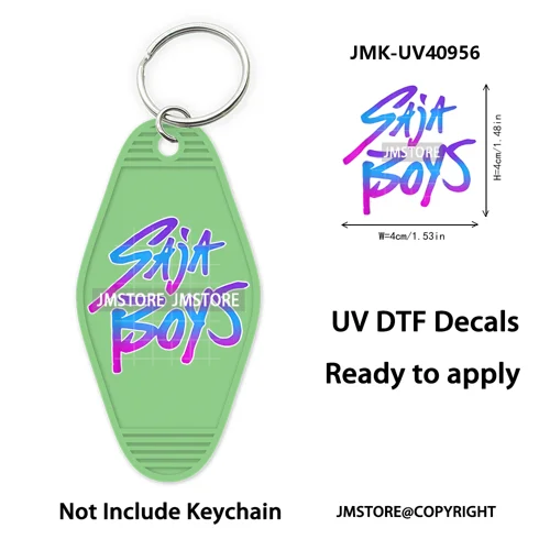 Kpop Demon Inspired Movie Character UV DTF Motel Keychain Decal Ready To Ship Durable Transfer Stickers Print For Hotel Keychain