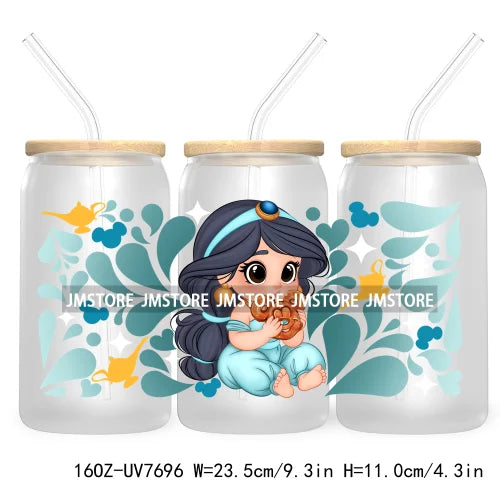 Cartoon Baby Princess Best Friends 16OZ UV DTF Cup Wrap Transfers Stickers For Libbey Glass Can Cups Tumbler Waterproof Labels