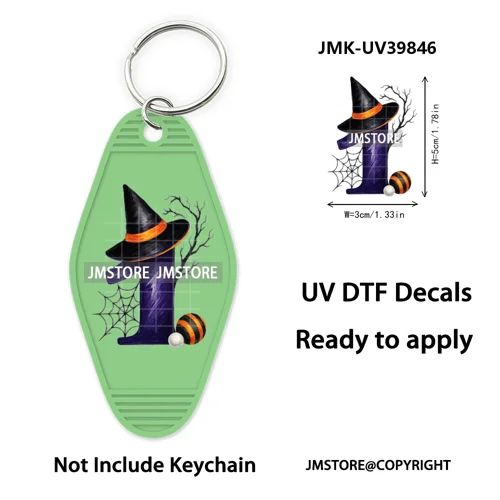 Halloween Pumpkin Alphabet Letters UV DTF Motel Keychain Decal Ready To Ship Durable Transfer Stickers Prints For Hotel Keychain