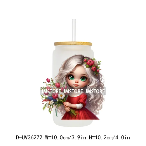 Cute Little Girl Butterfly Wings UV DTF Transfer Stickers Decal Ready To Apply Waterproof For 16OZ Libbey Glass Can Cups Tumbler