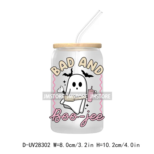 Spooky Ghost Boo Halloween Tis The Season UV DTF Transfer Stickers Decals For Libbey Cold Cup Mugs Tumbler Waterproof Book Ghoul