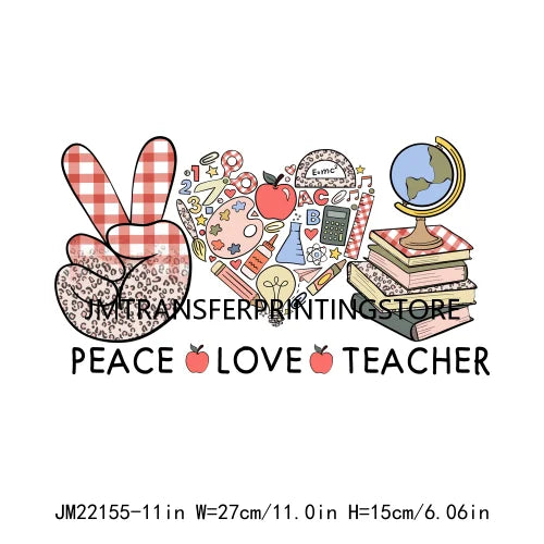 Teacher Love Inspire Motivate Lead Life Printing Decals Half Teacher Half Coffee Grow Know DTF Transfer Stickers For Clothes