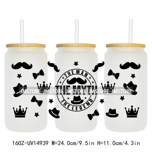 Dad Daily Affirmations Father's Day 16OZ UV DTF Cup Wrap Ready To Apply Waterproof Transfer Sticker For Libbey Glass Can Tumbler