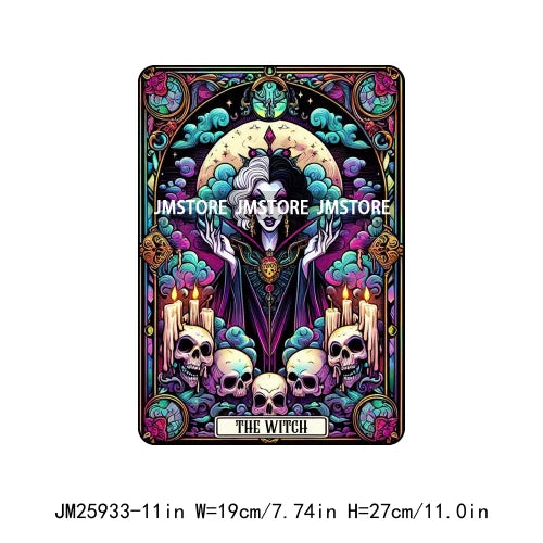 Custom Horror Halloween Emperor Empress Witch Skull Tarot Card Decals DTF Iron On Transfers Stickers Ready To Press For Clothing