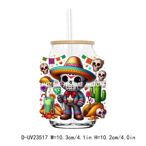 Cinco De Mayo Fiesta Cartoon Couple UV DTF Transfers Stickers Decals For Libbey Cold Cups Mugs Tumbler Waterproof DIY Craft Logo