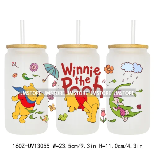 Lovely Cartoon Bear Characters 16OZ UV DTF Cup Wraps Ready To Apply Waterproof Transfer Stickers For Libbey Glass Can Tumbler