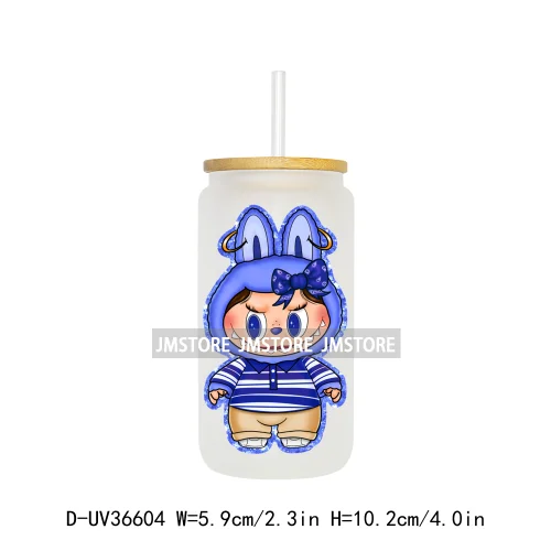 Baby Cartoon Character Coquette UV DTF Transfer Stickers Decals Ready To Apply Waterproof For 16OZ Libbey Glass Can Cups Tumbler