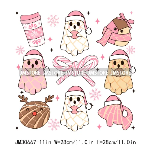 Pan Dulce Concha Ghost Christmas Feliz Latina Girl Muerta Por Dentro Pero Es Navidad Iron On DTF Transfers Stickers For Clothes