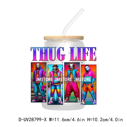 Thug Life Horror Movie Scary Halloween UV DTF Transfer Stickers Decals For Libbey Cold Cups Mugs Tumbler Coquette Bow Friends