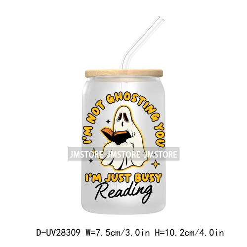 Spooky Ghost Boo Halloween Tis The Season UV DTF Transfer Stickers Decals For Libbey Cold Cup Mugs Tumbler Waterproof Book Ghoul