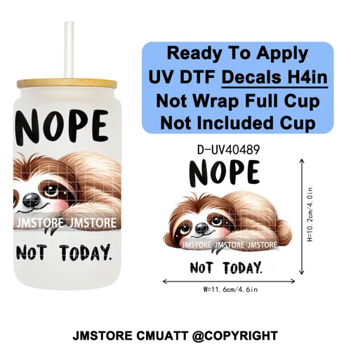 Funny Animal Quotes Sarcastic Dogs UV DTF Transfer Stickers Decals Ready To Apply Waterproof For 16OZ Libbey Glass Can Tumbler