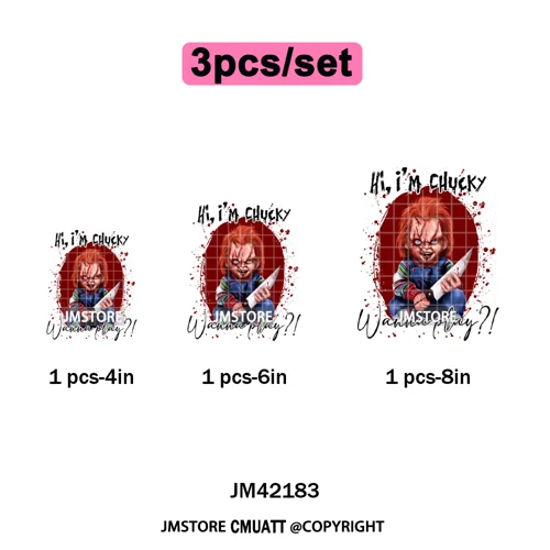 See You In Hell Scary Movie True Love Couple Halloween Season Iron on DTF Washable Transfers Stickers Ready to Press for Textile