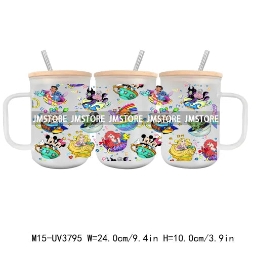 Cartoon Cars Halloween Pumpkin UV DTF Glass Can Wrap For 15OZ Mug Glass Cup Transfer Stickers DIY Custom Logo Label Best Friends