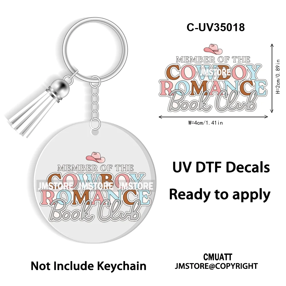 Smells Like Historical Romance Bookish Positive Quotes New WaterProof UV DTF Stickers For Round Circle Acrylic Keychain Key Ring