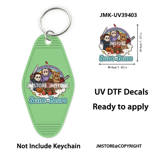 Halloween Horror Killer Energy Drink UV DTF Motel Keychain Decal Ready To Ship Durable Transfer Stickers Logo For Hotel Keychain