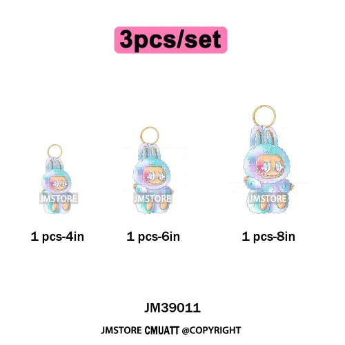 Colorful Monster Keychain Doll Character Designs Iron on DTF Washable Heat Transfers Stickers Ready to Press for T-shrits Bags