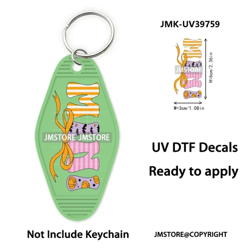 Mama Mini Halloween Spooky Ghosts UV DTF Motel Keychain Decal Ready To Ship Durable Transfer Stickers Prints For Hotel Keychain