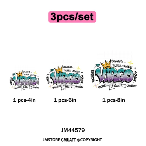 Zodiac Signs Graffiti Astrology Horoscopes Constellation  Iron on Washable DTF Transfer Sticker Ready to Press for T-shirts Bags