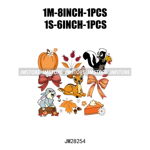 Cartoon Princess Cute Animal Coquette Fall Season Autumn Pumpkin Spice Iron On DTF Transfers Stickers Ready To Press For Clothes