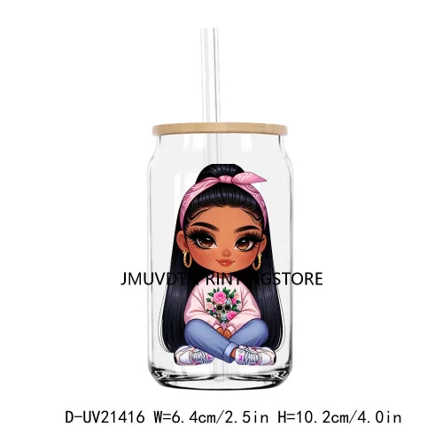 Chibi Cute Chicana Woman UV DTF Transfers Stickers Decals For Libbey Cold Cups Mugs Tumbler Waterproof DIY Logo Mexican Girls