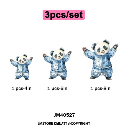 Cute Nursery Sleepy Baby Safari Jungle Animals in Pajamas Love Iron on DTF Washable Transfers Sticker Ready to Press for Clothes