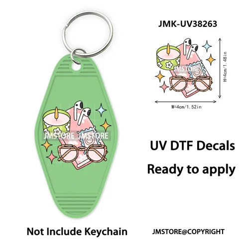 Bookish Journal Coquette Bow Flowers Heart UV DTF Motel Keychain Decal Ready To Ship Transfer Stickers Prints For Hotel Keychain