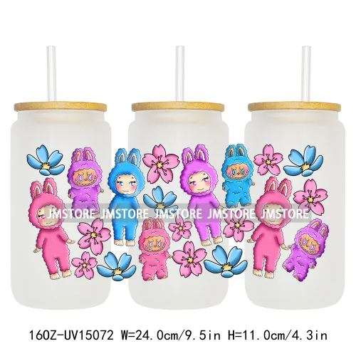 Cute Cartoon Coquette Magical Mirror Bow 16OZ UV DTF Cup Wraps Ready To Apply Waterproof Transfer Stickers For Libbey Glass Can