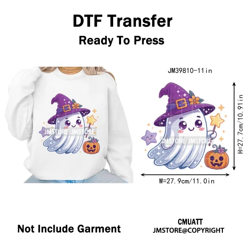 Spooky Coffee Lover Halloween Coquette Pumpkins Witches Ghost Iron on DTF Washable Transfers Stickers Ready to Press for Clothes