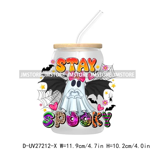 Candy Heart Spooky Ghost Halloween UV DTF Transfer Stickers Decals For Libbey Cold Cup Mug Tumbler Tis The Season Horror Pumpkin