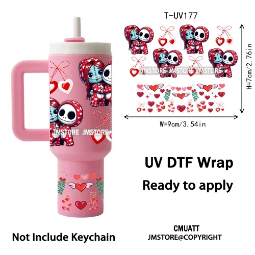Spooky Cartoon Characters Valentines Horror UV DTF Wraps Ready To Apply Transfer Stickers Waterproof For Mini Tumbler Keychain