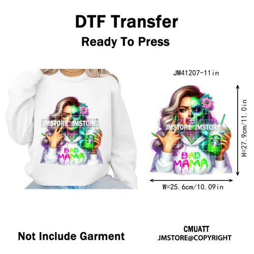 Creepy Killer Mama Club Halloween Spooky Vibes Horror Mom Iron on Washable DTF Transfer Stickers Ready to Press for T-shirts Bag