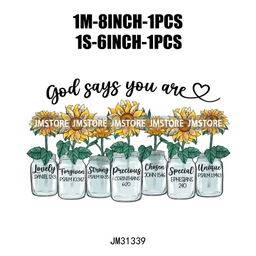 God Says You Are Christian Bible Verse Jesus Motivational Pray Vibes Iron On DTF Transfer Stickers Ready To Press For Sweatshirt