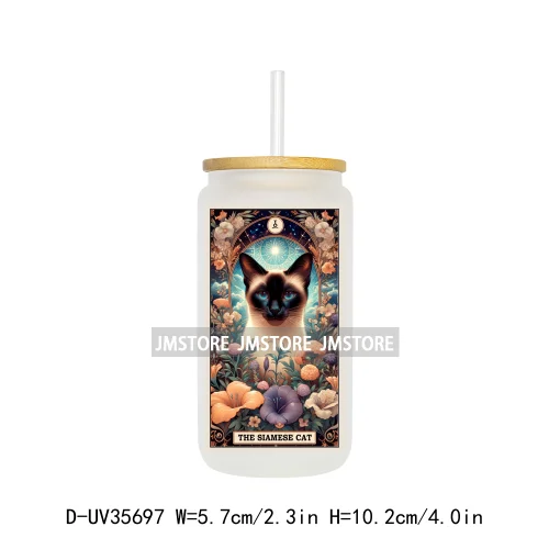 Dog Cat Animals Tarot Card UV Sticker Decals For Libbey Cold Cups Mugs Tumbler Transfer Stickers Waterproof High Quality Labels
