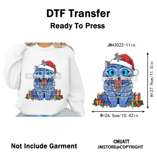 Kpop Hunters Merry Christmas Tiger Anime Lover Holiday Gift Iron on DTF Heat Transfers Stickers Ready to Press for Sweatshirts