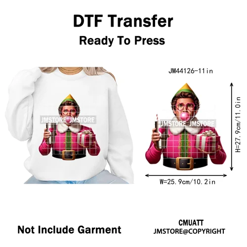 Funny Christmas Movie Quotes Cartoon Characters Santa Iron on Washable DTF Heat Transfer Stickers Ready to Press for Sweatshirts