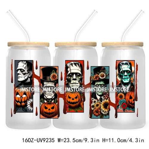 Halloween Gift UV DTF Sticker For 16OZ Libbey Glass Cup Can Wrap Transfer Stickers Custom Labels DIY Logo Horror Movie Killers