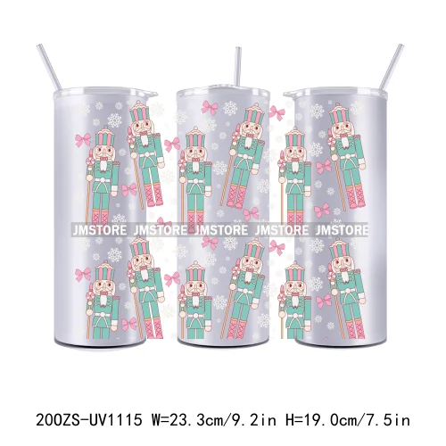 Seamless Christmas Santa Stocking UV DTF Tumbler Wraps Durable Ready To Apply Transfer Sticker For 20OZ Straight Skinny Tumblers