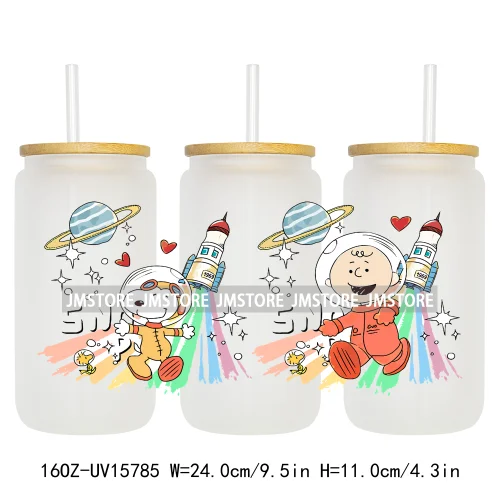 Retro Puppy Cartoon Best Friends 16OZ UV DTF Cup Wraps Ready To Apply Waterproof Transfer Stickers For Libbey Glass Can Tumbler
