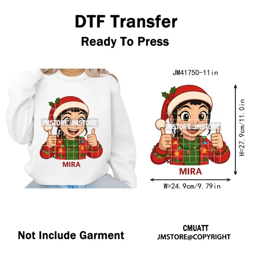Cute Santa Kpop Inspired Movie Character Merry Christmas Holly Iron on DTF Washable Transfer Stickers Ready to Press for Textile