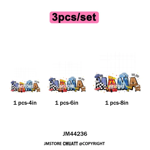 Cartoon Mama Princess Happy Mother's Day Family Vacation Iron on Washable DTF Heat Transfers Stickers Ready to Press for Hoodies