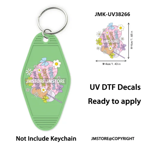 Bookish Journal Coquette Bow Flowers Heart UV DTF Motel Keychain Decal Ready To Ship Transfer Stickers Prints For Hotel Keychain